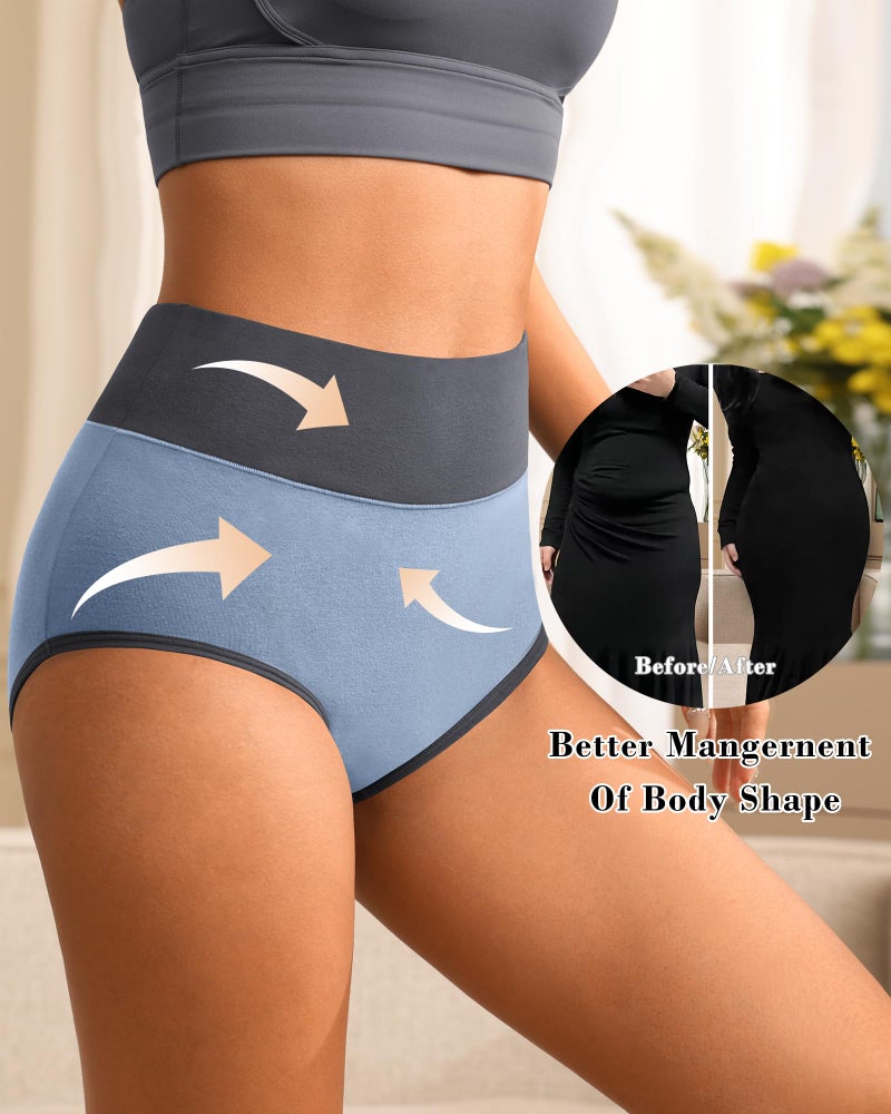 K-CHEONY High Waisted Underwear for Women Cotton Tummy Control Panties Full Coverage Soft Breathable Postpartum Ladies Briefs - Image 5