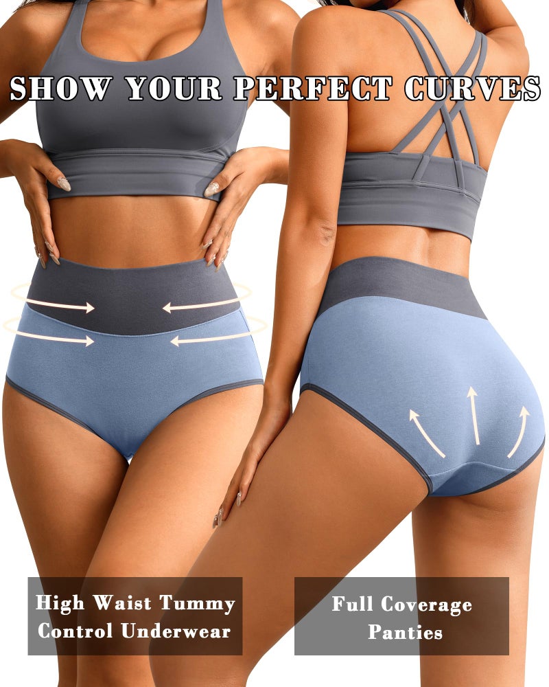 K-CHEONY High Waisted Underwear for Women Cotton Tummy Control Panties Full Coverage Soft Breathable Postpartum Ladies Briefs - Image 2