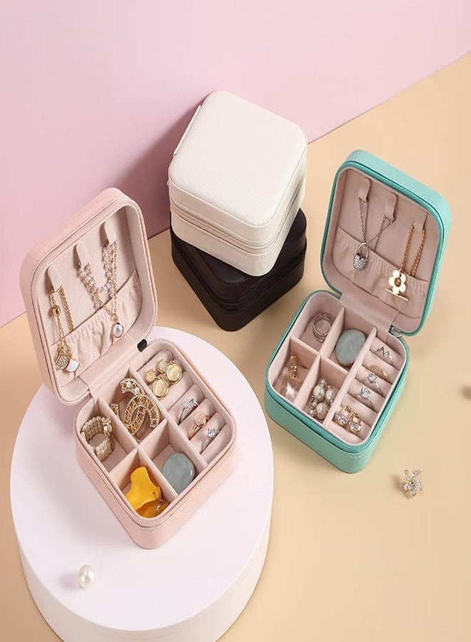 Wei Long Travel Jewelry Case Organizer, Portable Small Jewelry Box Travel Essentials Gift for Womens Girls Necklace Rings Earring Holder Organizer (PU Beige,4x4x2 inches) - Image 3