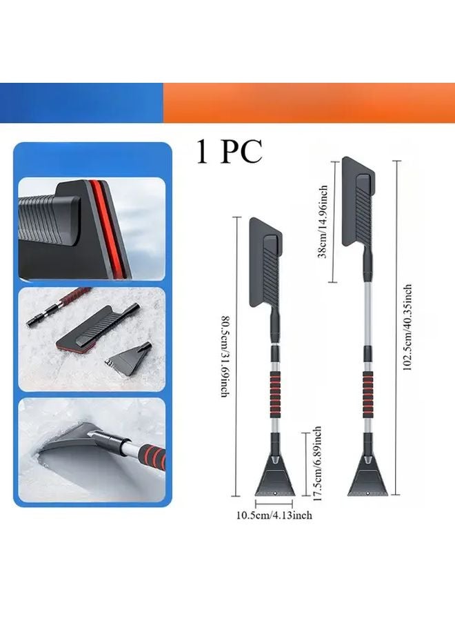 Black Red Telescopic Car Snow Shovel with Ice Scraper and Snow Brush Heavy Duty Manual Snow Remover - Image 1