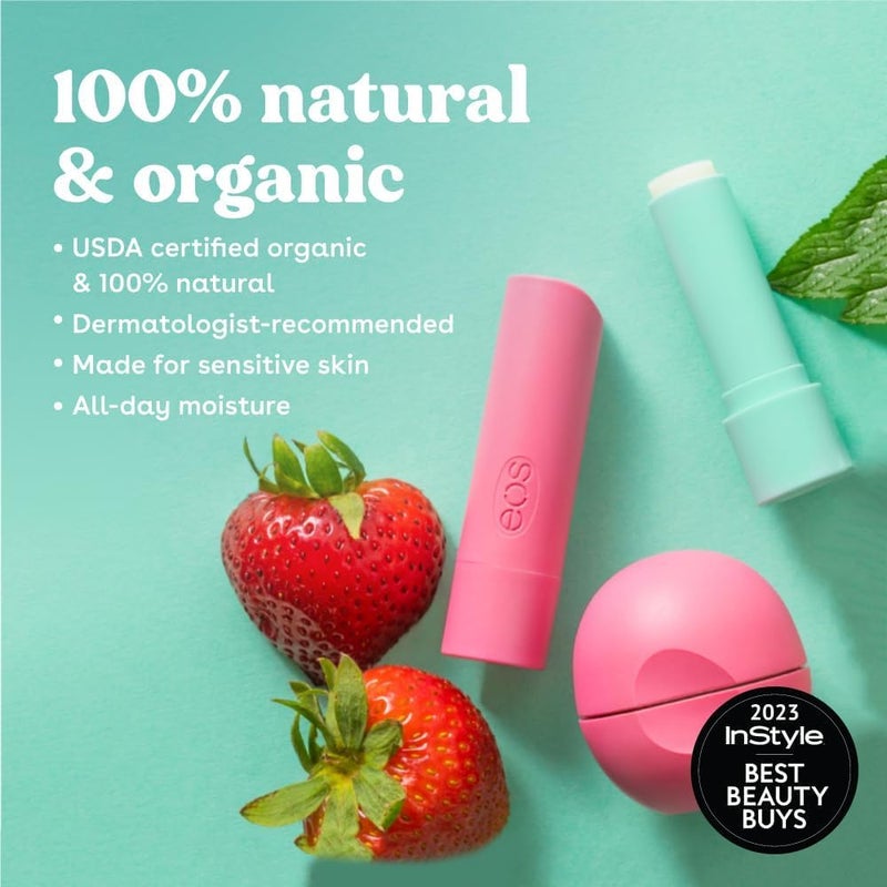 USDA Organic Lip Balm - Strawberry Sorbet | Lip Care to Moisturize Dry Lips | 100% Natural and Gluten Free | Long Lasting Hydration | 0.14 oz | 2 Pack - Image 3