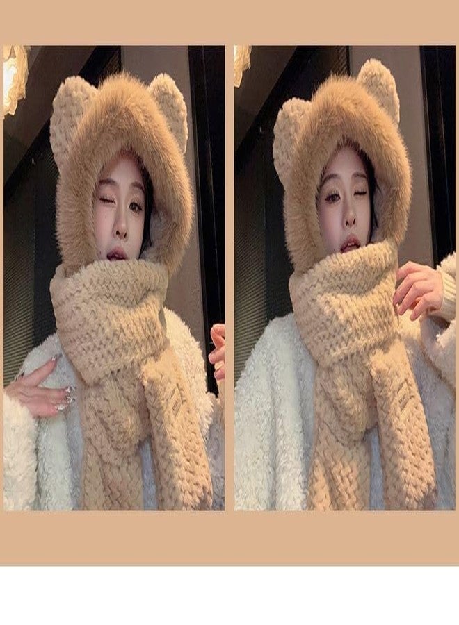 Richmen Women's Winter Woolen Beanie Cap and Neck Scarf Warmer Gloves Set | Soft Fleece Velvet Fur Snow Proof Warm Woolen Knitted Beanie Hat for Girl's (Free Size) Grey - Image 5