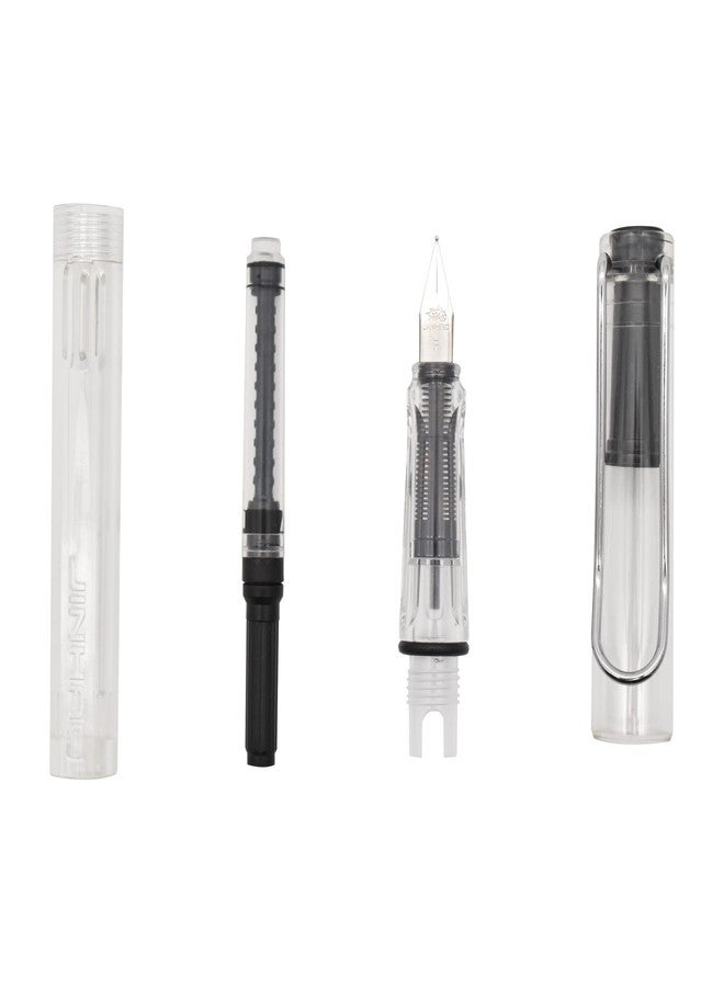 BUZZ COOL White Transparent Fountain Ink Pen With Ink Converter Pump | Clear Transparent Body Fountain Pen with Fine Nib(0.5mm) | Zero Ink Leakage Smooth Writing Ink Pen - Image 5