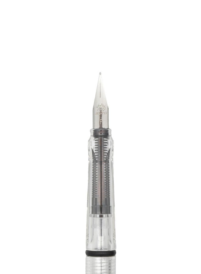 BUZZ COOL White Transparent Fountain Ink Pen With Ink Converter Pump | Clear Transparent Body Fountain Pen with Fine Nib(0.5mm) | Zero Ink Leakage Smooth Writing Ink Pen - Image 4