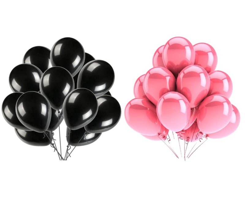 Vail Creations MADE IN INDIA 10inch Metallic Balloons for Birthday Decoration/Anniversary Party Decoration (Black,Pink, Pack of 50) - Image 2