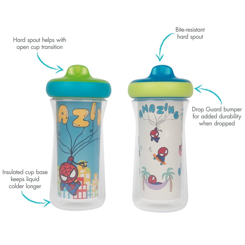 The First Years Marvel Insulated Sippy Cups - Spill Proof Insulated Toddler Cups with Bite-Resistant Hard Spout - 9 Ounces - 2 Count - Image 2