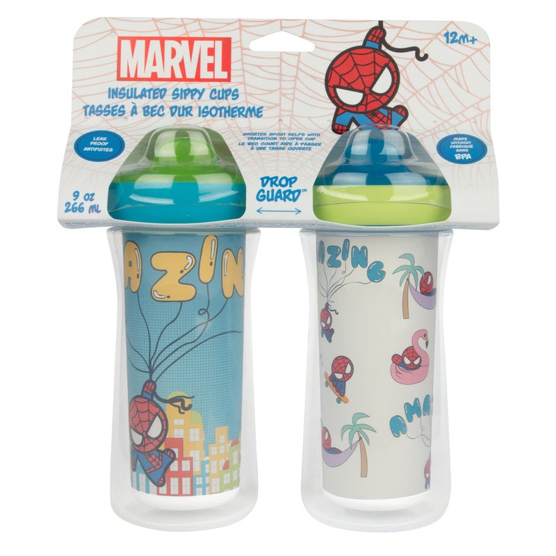 The First Years Marvel Insulated Sippy Cups - Spill Proof Insulated Toddler Cups with Bite-Resistant Hard Spout - 9 Ounces - 2 Count - Image 4