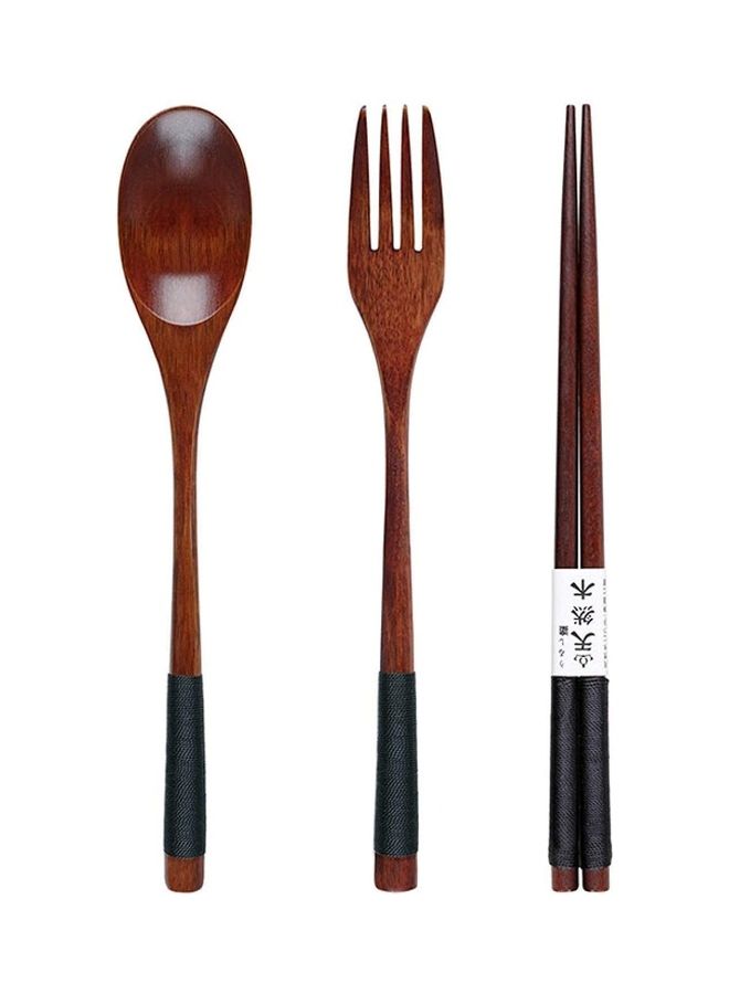 3-Piece Wooden Dinnerware Set Multicolour - Image 1