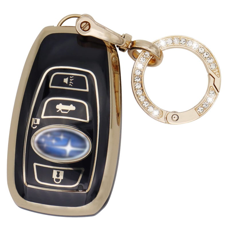 Elegananccy for Subaru Key Fob Cover, Soft Full Protection Key Case Shell with Keychain Compatible with Ascent BRZ Crosstrek Forester Impreza Legacy Outback WRX STI (Black) - Image 1