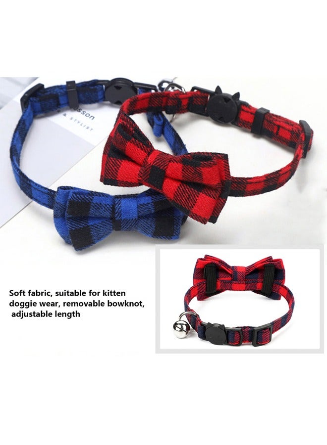 Loquat 3 Pack Cat Collar Breakaway with Cute Bow Tie and Bell for Pet Kitten Cats and Small Dogs with Breakaway Buckle Safety Adjustable from 20-27cm Plaid - Image 4