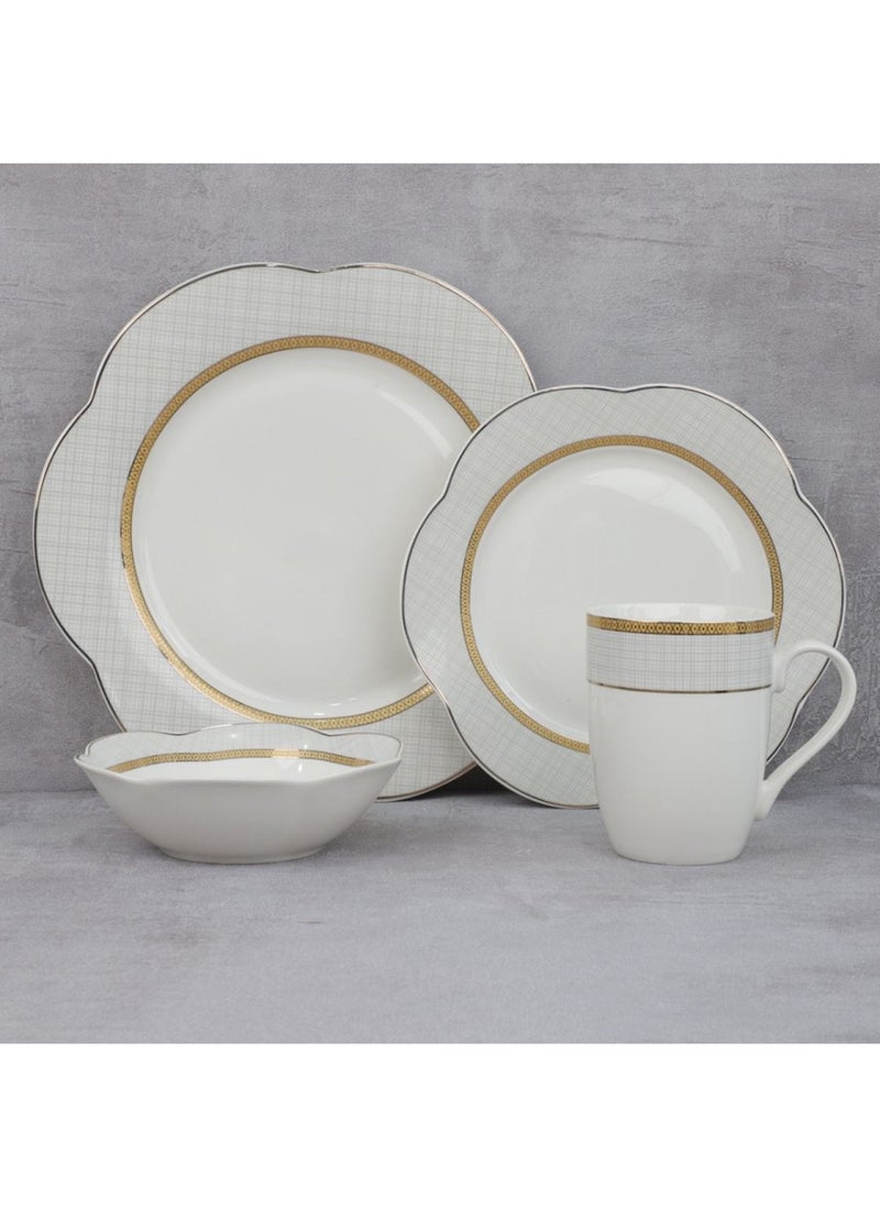 DANUBE HOME - Angelika 16-Piece Golden Decal New Bone China Dinner Set-Serves 4 - Image 1
