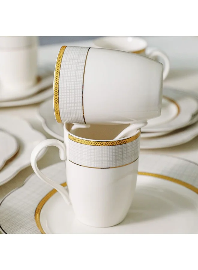 دانوب هوم Angelika 16-Piece Golden Decal New Bone China Dinner Set-Serves 4