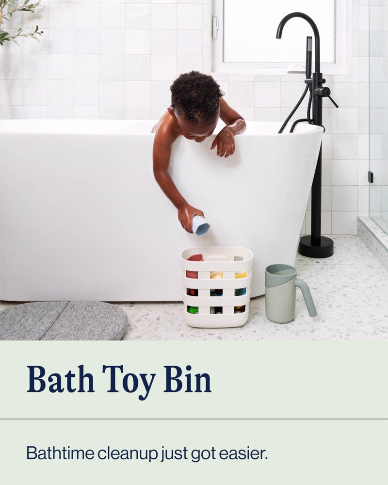 Lalo Bath Time Storage Bin - Keep Items Organized & Dry with Non-Toxic Plastic, Easy Cleanup, Removable Drying Bin, Woven Baby Organizer, Secure Wall Attachment, 9 x 5.5 x 8.5 in - Sage - Image 2