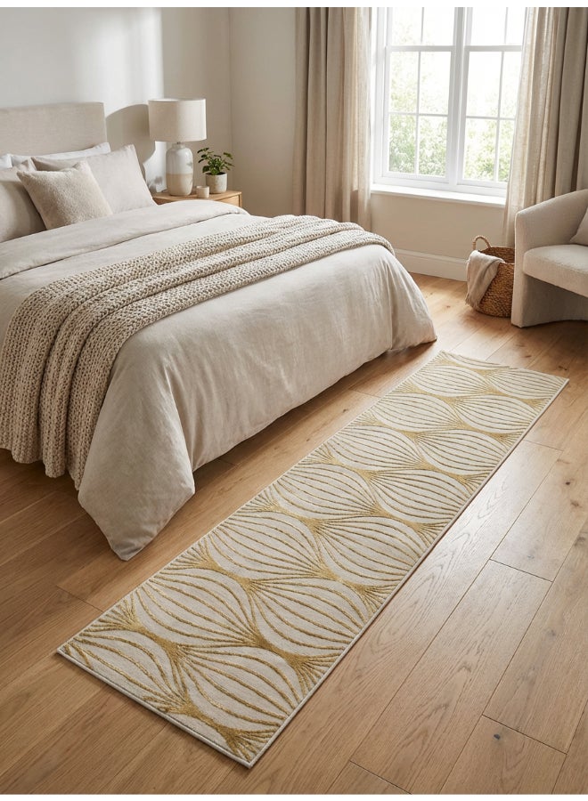 Noon East Carpet Rug Woven with Soft Texture |Polygon Rhythm Design  - Yellow | Size - 60x230 cm - 2x7.5 ft |For Bedside runners, In front of TV units, Entry Hallway - Image 1