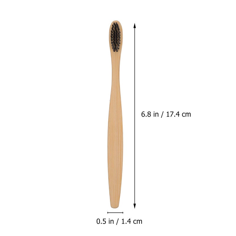 Charcoal Toothbrushes For Adults Soft Natural Bristles Wooden Handles 10 Pack - Image 3