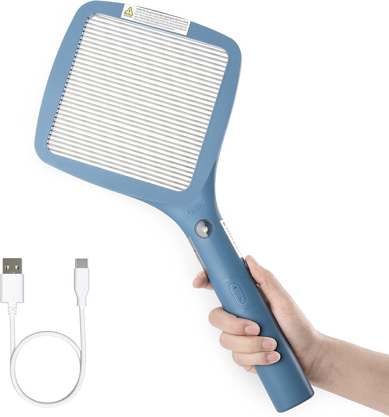 مافيتي مجففات الحشرات الكهربائية من ماركة مافيتي (Mafiti Electric Bug Zappers)، قابلة لإعادة الشحن، للقضاء على البعوض والحشرات، مع مضرب لصيد الذباب، مناسبة للاستخدام داخليًا وخارجيًا، وملحقات للتخييم (لون أزرق). - Image 1