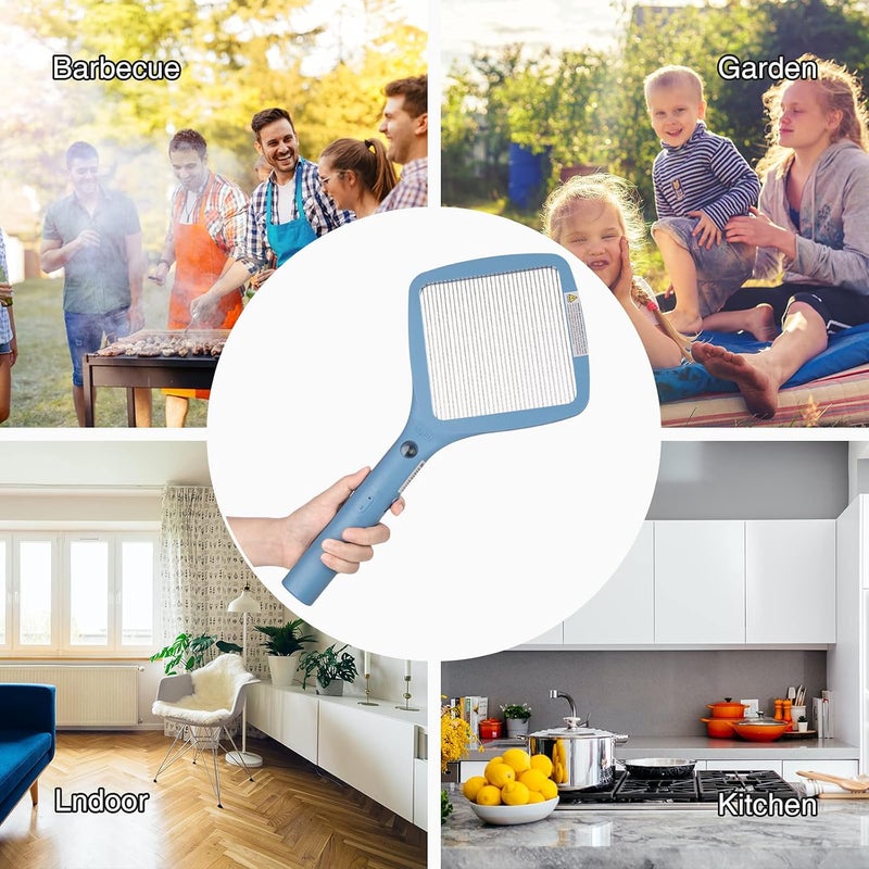 مافيتي مجففات الحشرات الكهربائية من ماركة مافيتي (Mafiti Electric Bug Zappers)، قابلة لإعادة الشحن، للقضاء على البعوض والحشرات، مع مضرب لصيد الذباب، مناسبة للاستخدام داخليًا وخارجيًا، وملحقات للتخييم (لون أزرق). - Image 4