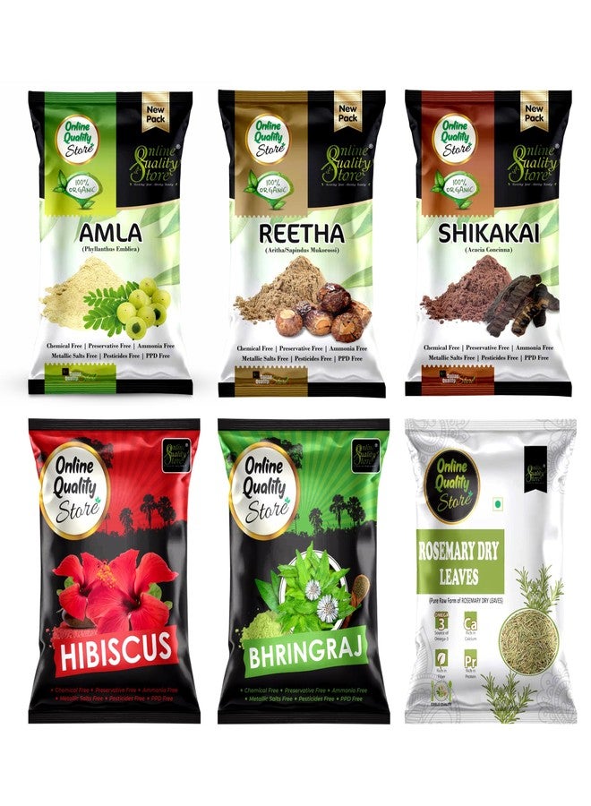 Online Quality Store Raw Amla Reetha Shikakai Hibiscus Bhringraj Combo - Image 1