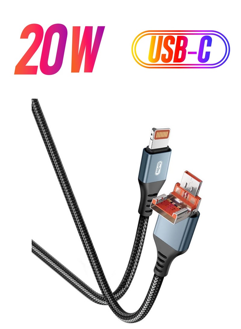 GO-DES Go Des GD-UC595 Bionic Terminal Design PD 20W Lightning to Type-C u0026 Lightning to USB-A Cable - Image 1