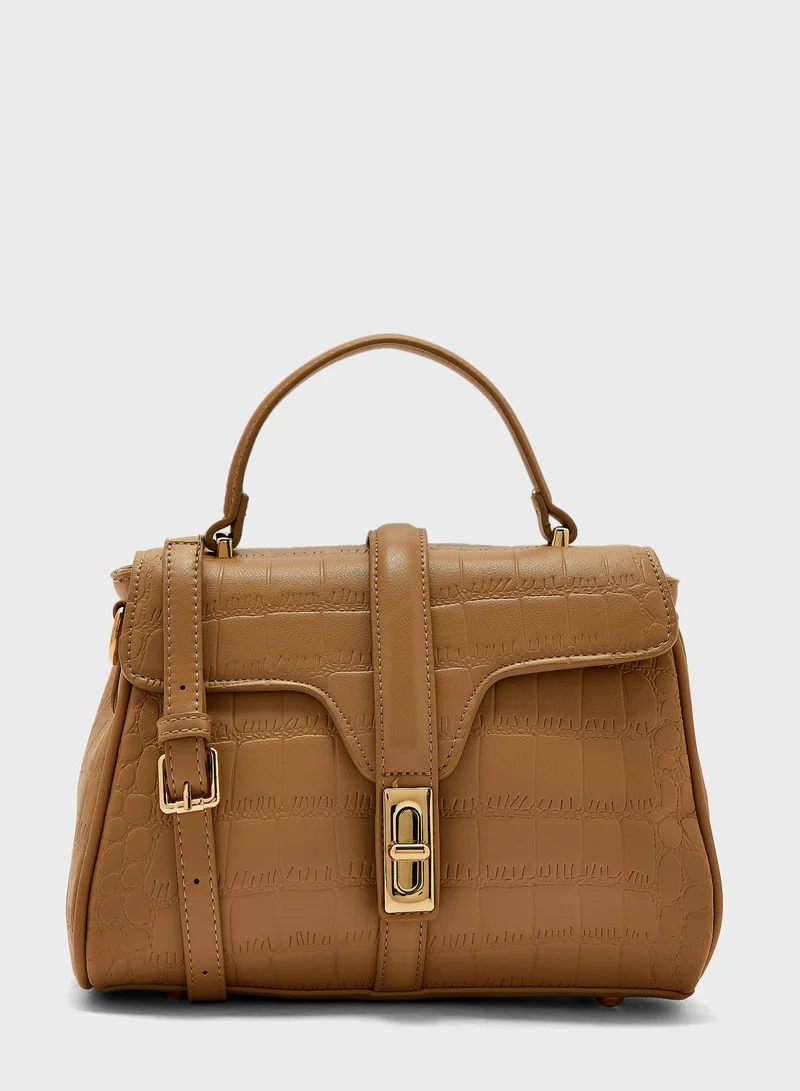 Khizana Patent Croc Effect Satchel Bag