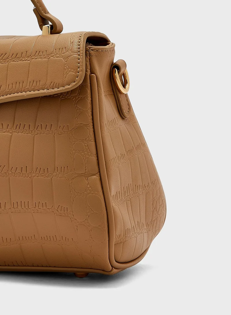Khizana Patent Croc Effect Satchel Bag