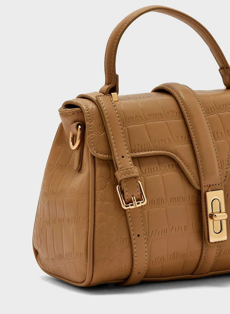 Khizana Patent Croc Effect Satchel Bag