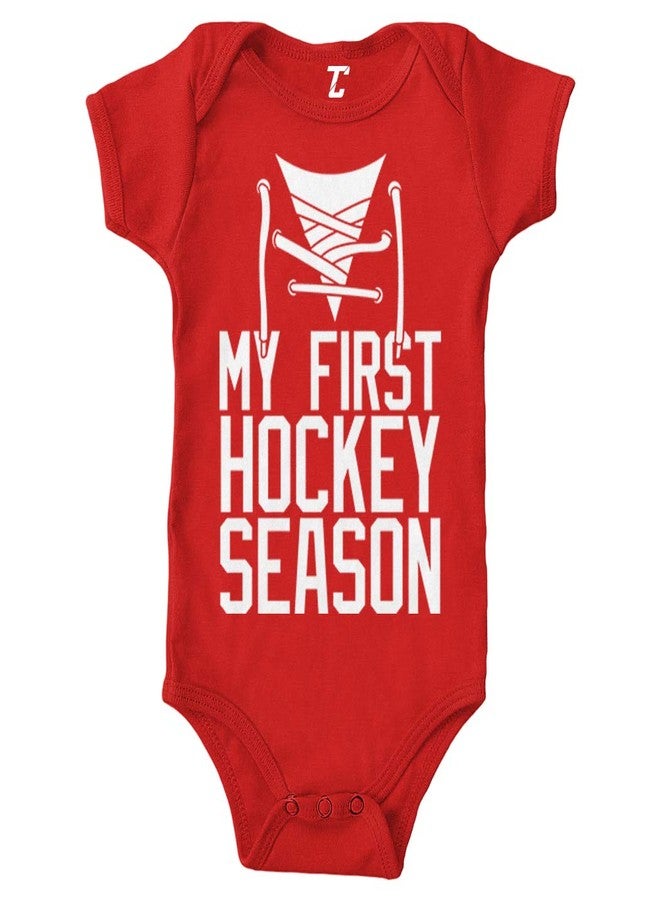 Tcombo My First Hockey Season - Sports Fan Bodysuit (Red, 6 Months) - Image 1