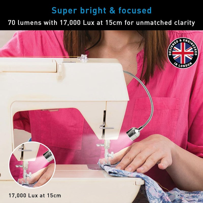 Daylight Company Sewing Machine Lamp, Professional Led Light, Fits Most Machines, Bright Led Lamp, Chrome,3.5*2.3*25cm [Energy Class A+] - Image 5