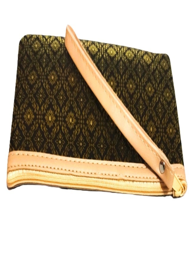 DeLegarde Traditional Brocade Clutch Wallet for Women, Brown and Golden, 18 x 9.5 cm - Image 5