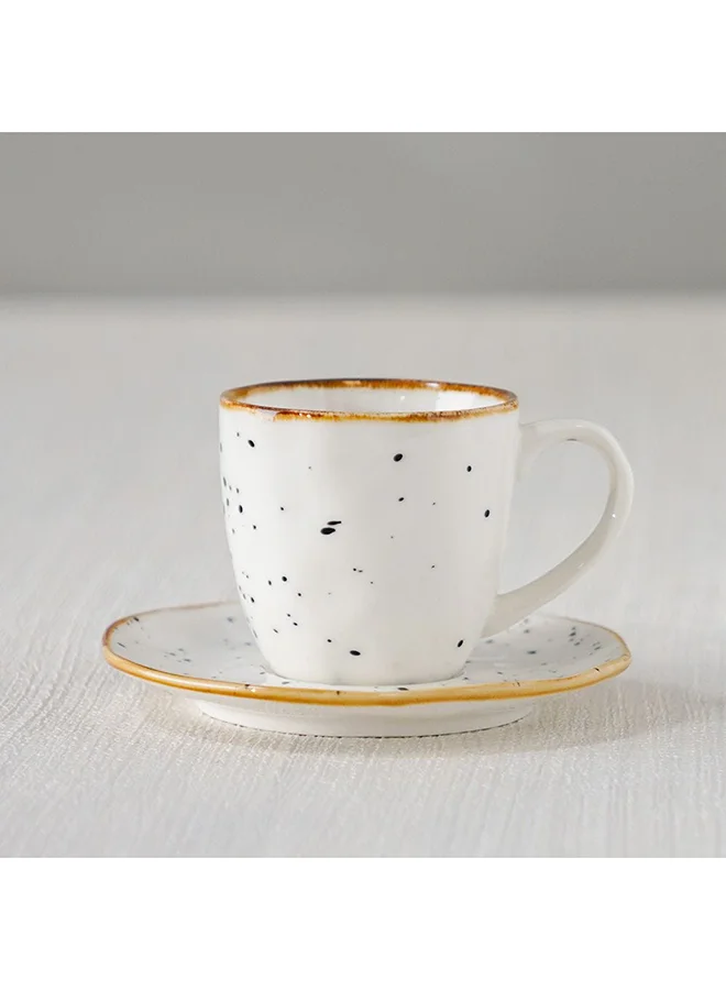 دانوب هوم Aadira Cup And Saucer 200 Ml Fine Porcelain Stylish Cup and Saucer Elegant Tableware Tea Party Essentials For Home Kitchen & Dining Room W8xH7.5cm White