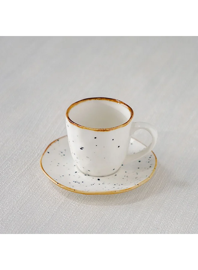 دانوب هوم Aadira Cup And Saucer 200 Ml Fine Porcelain Stylish Cup and Saucer Elegant Tableware Tea Party Essentials For Home Kitchen & Dining Room W8xH7.5cm White