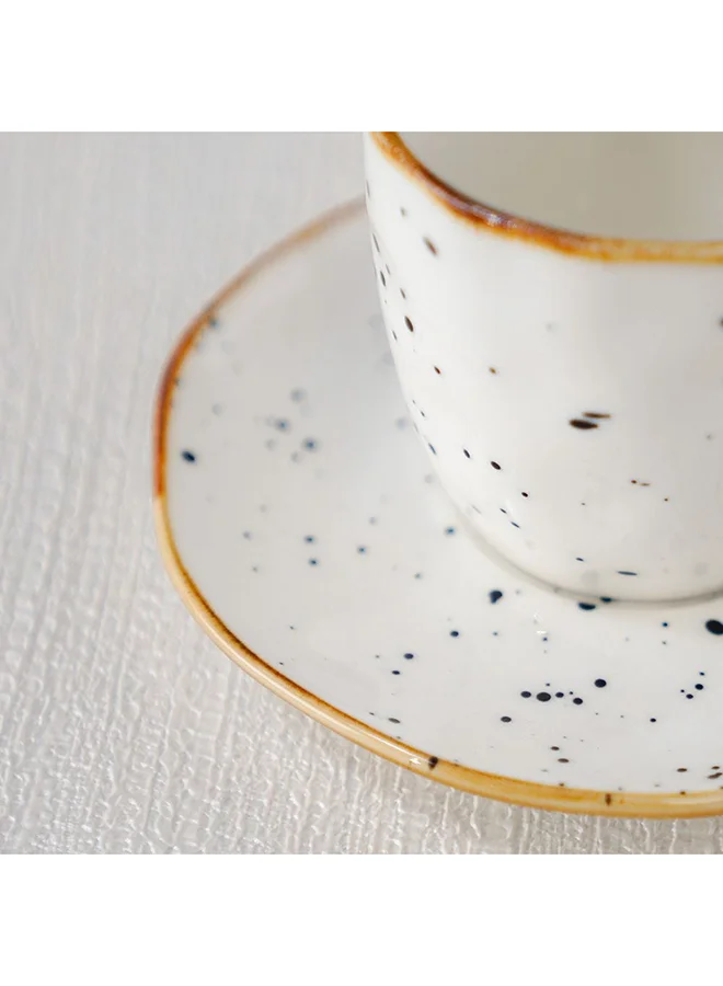 دانوب هوم Aadira Cup And Saucer 200 Ml Fine Porcelain Stylish Cup and Saucer Elegant Tableware Tea Party Essentials For Home Kitchen & Dining Room W8xH7.5cm White