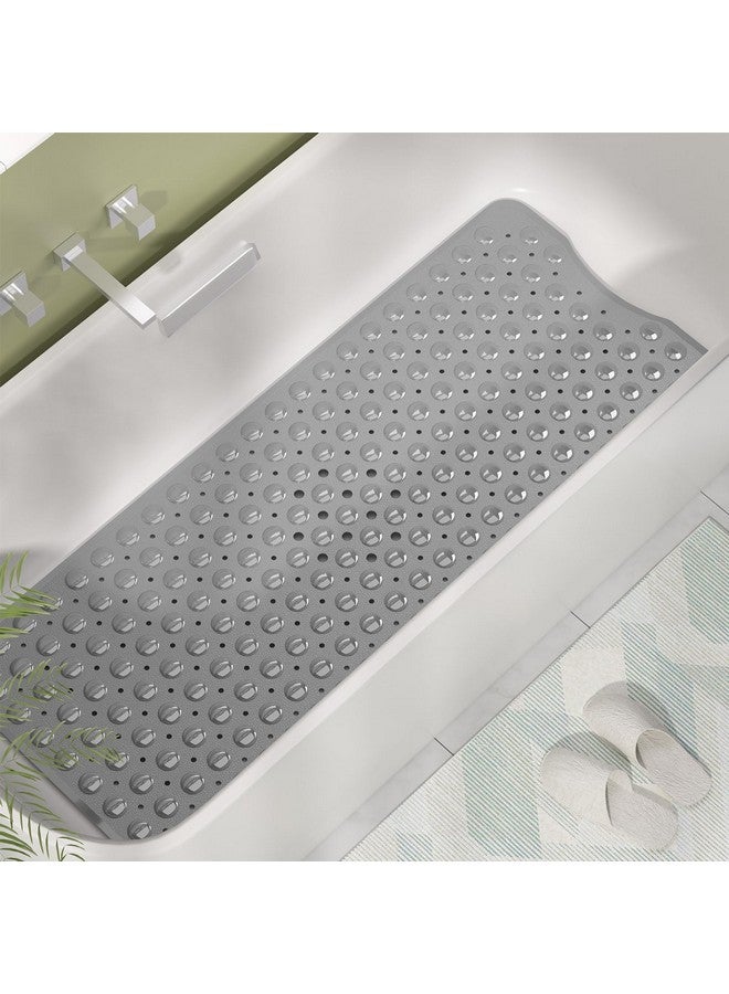 AmazerBath Shower Mat Non Slip 40 x 16 Inches, Shower Stall Mats with Suction Cups and Drain Holes, Non Slip Bath Mat for Tub for Elderly & Kids, Grey - Image 2