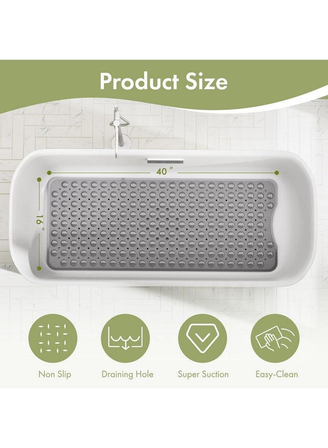 AmazerBath Shower Mat Non Slip 40 x 16 Inches, Shower Stall Mats with Suction Cups and Drain Holes, Non Slip Bath Mat for Tub for Elderly & Kids, Grey - Image 4