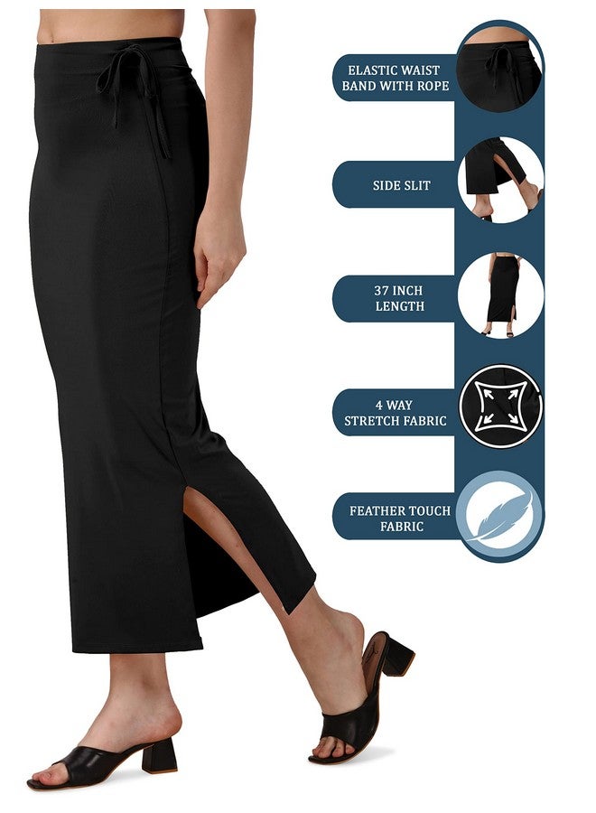 Mehrang Stretchable Saree Shapewear Petticoat for Women, Cotton Blended,Petticoat,Skirts for Women,Shape Wear Dress for Saree Black - Image 2
