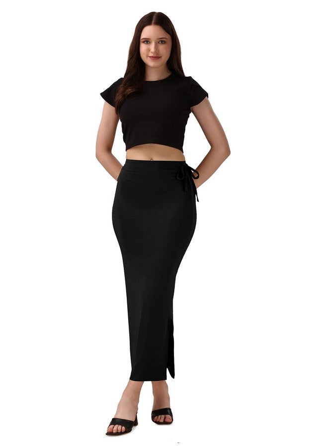 Mehrang Stretchable Saree Shapewear Petticoat for Women, Cotton Blended,Petticoat,Skirts for Women,Shape Wear Dress for Saree Black - Image 3
