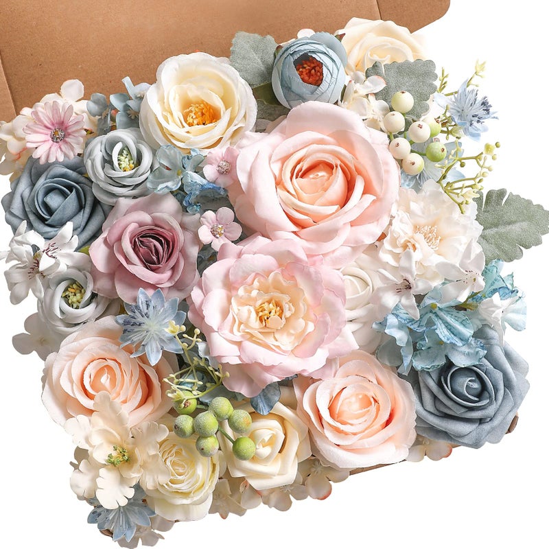 Serra Flora Artificial Flowers Combo Box Set Faux Flowers Bulk Flower Leaf with Stems Arrangements for DIY Wedding Bouquets Party Table Centerpieces Home Decorations Indoor Outdoor - Image 1