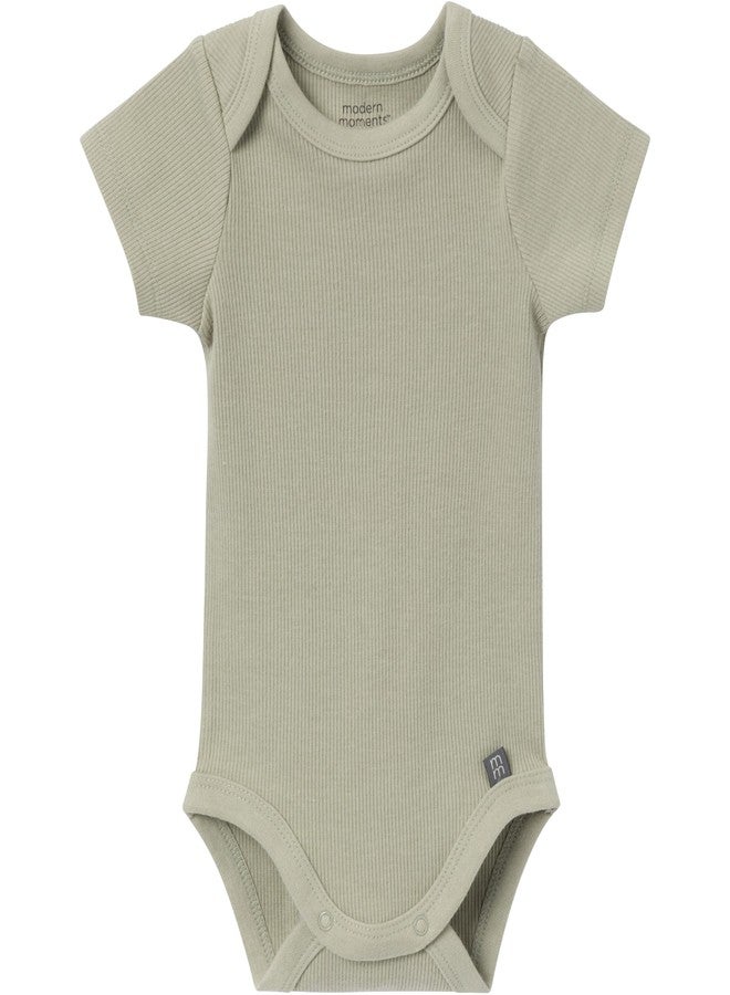 Modern Moments by Gerber Unisex Baby 4-pack Short-sleeve Bodysuits & Shortie Set, Ivory Mini Island/Medium Green, 18 Months - Image 5