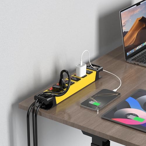 ANNQUAN Heavy Duty Power Strip - 6 Outlet Power Strip with 6 Individual Switches Cord Manager Surge Protector 1200J Home Office Garage Industrial Workshop - Image 4
