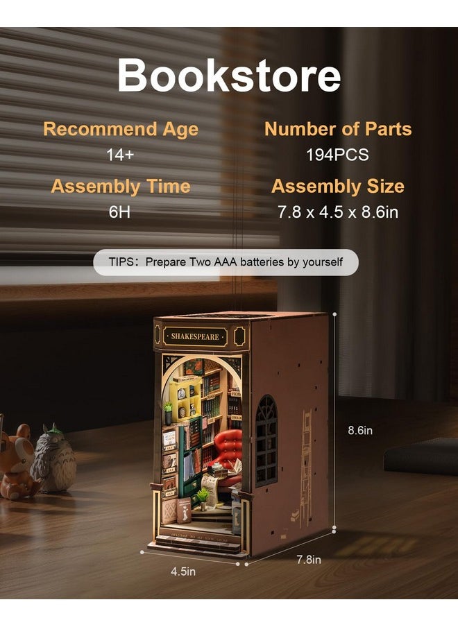 RoWood Book Nookdiy Book Nook Kits For Adults3D Wooden Puzzle Bookend Miniature Kitbookshelf Insert Decor Alleywood Craft Hobbies For Womenmenbirthday Bookstore  - Image 3