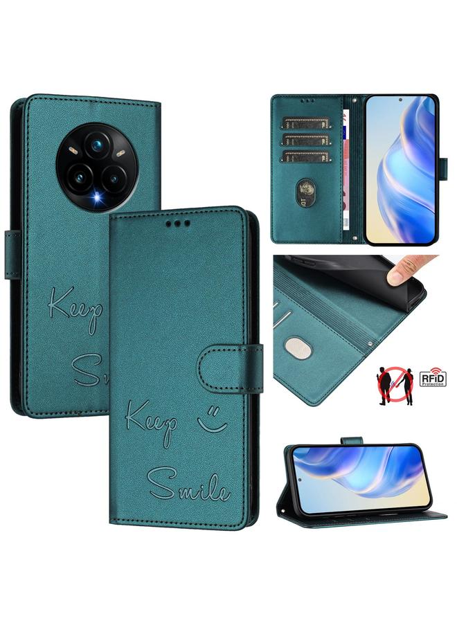 اس-توب جراب لهاتف Realme 14 Pro+ 5G جراب هاتف جلدي بنقش ابتسامة بتقنية RFID - Image 1