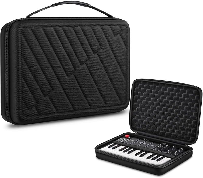 FINPAC Semi-Hard Carrying Case for AKAI Professional MPK Mini MKII & MK3 & MPK Play | Alesis V Mini 25 Key USB MIDI Keyboard Controller Case with Cable Slot for Business, Travel (Black) - Image 1