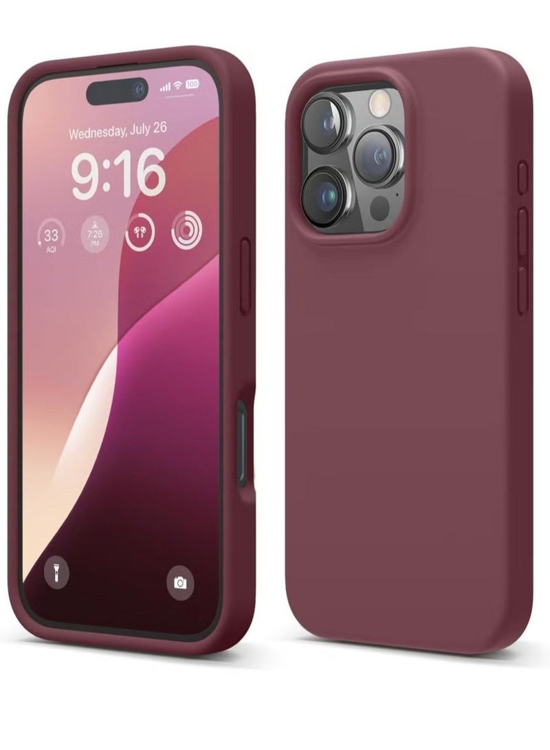 ELTRAZONE iPhone 16 Pro Case Cover – Burgundy, Full Body Protection, Shockproof, Slim Design with Anti-Scratch Soft Microfiber Lining