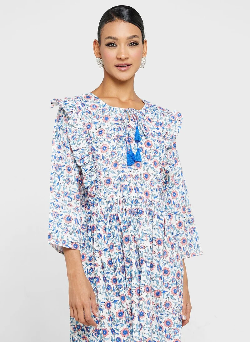 ARABIAN CLOSET Printed Tiered Jalabiya