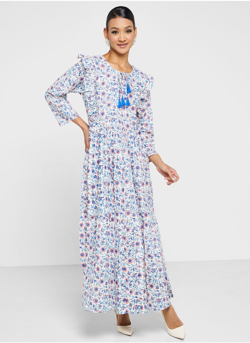 ARABIAN CLOSET - Printed Tiered Jalabiya - Image 1