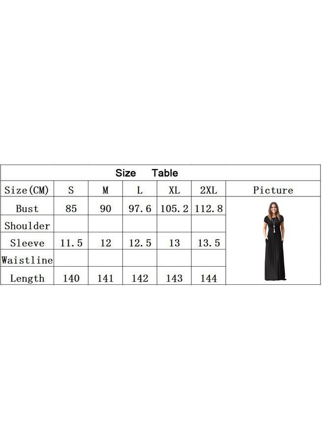 NIBEMINENT Women's Summer Short Sleeve Loose Plain Maxi Dresses,Casual Long Dresses with Pockets Black  - Image 2