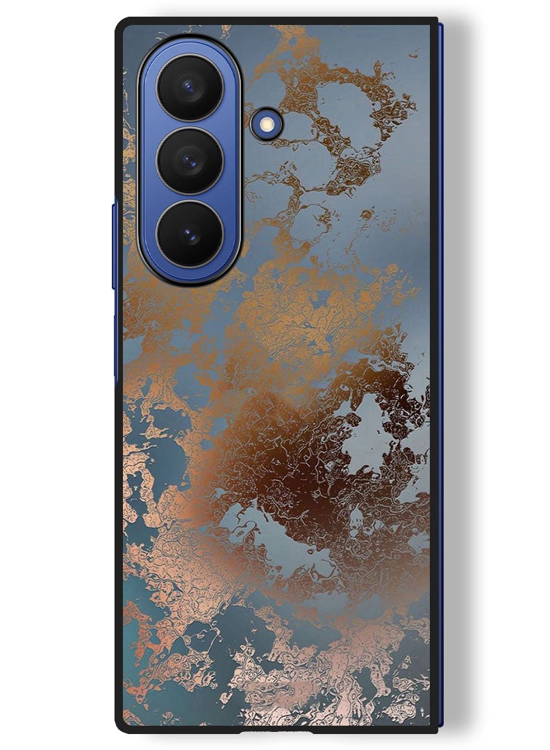 Theodor Case Compatible with Samsung Galaxy Z Fold 7 - 8 Inch Protection Shockproof Bumper Cover Golden Grey Design - Image 1