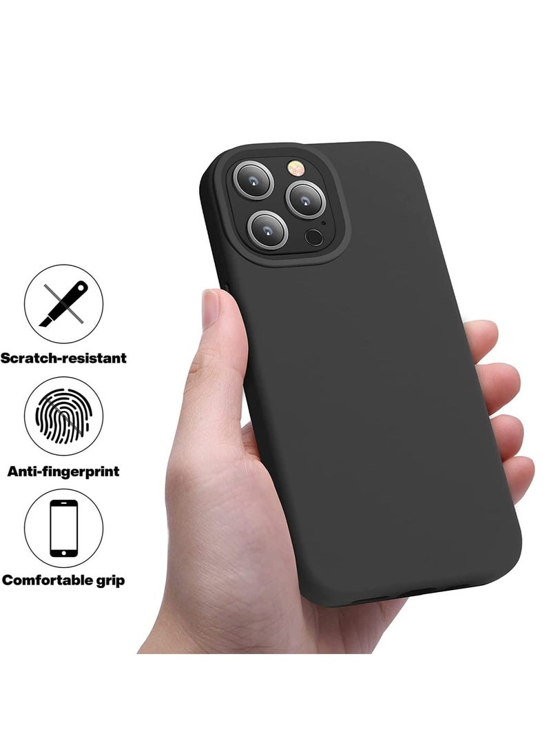 حافظة آيفون 13 برو 6.1 بوصة حافظة سيليكون واقية حافظة سيليكون ناعمة مع بطانة ميكروفايبر ناعمة، مضادة للخدش، غطاء رقيق لهاتف آيفون 13 برو (أسود) - Image 2