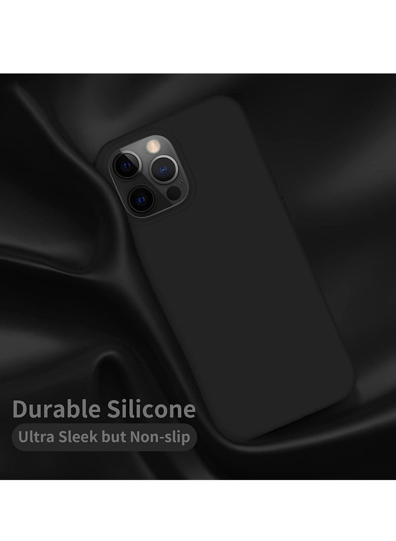 حافظة آيفون 13 برو 6.1 بوصة حافظة سيليكون واقية حافظة سيليكون ناعمة مع بطانة ميكروفايبر ناعمة، مضادة للخدش، غطاء رقيق لهاتف آيفون 13 برو (أسود) - Image 4