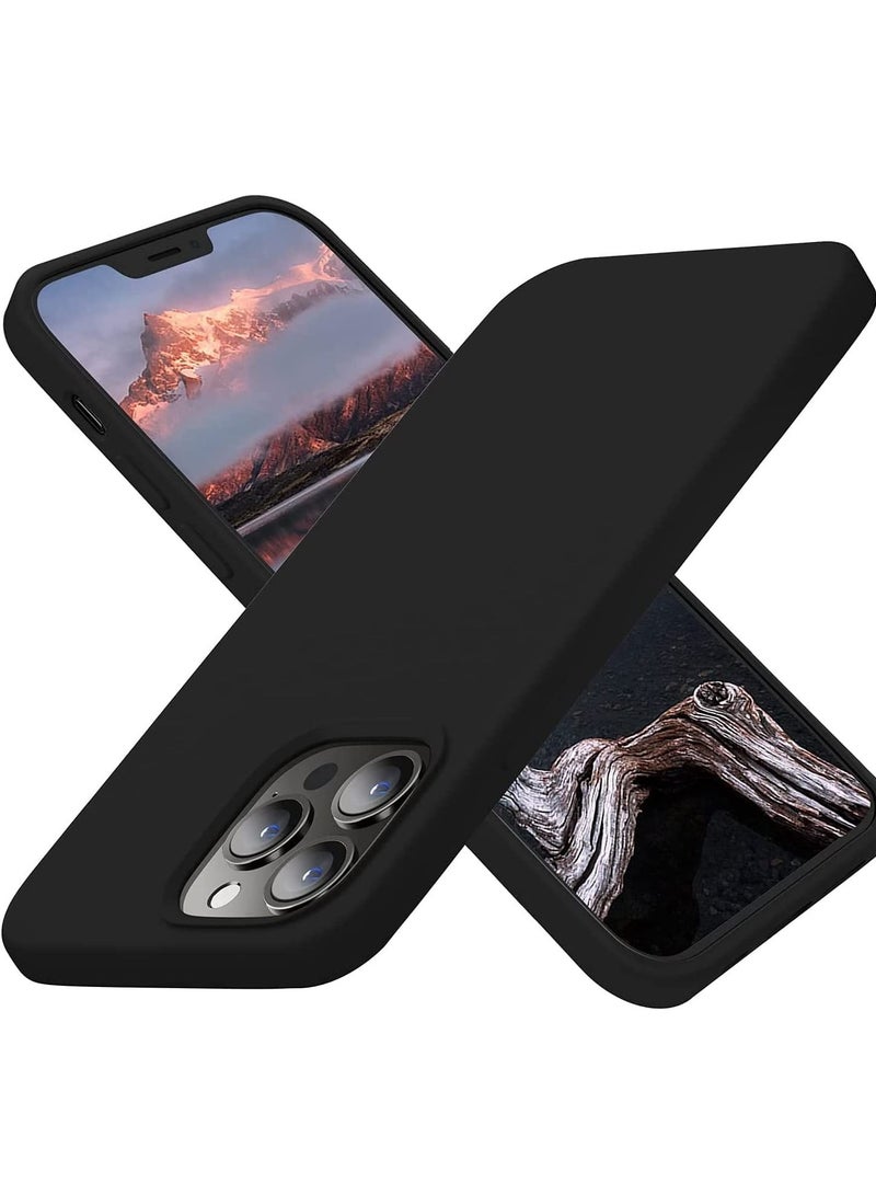 حافظة آيفون 13 برو 6.1 بوصة حافظة سيليكون واقية حافظة سيليكون ناعمة مع بطانة ميكروفايبر ناعمة، مضادة للخدش، غطاء رقيق لهاتف آيفون 13 برو (أسود) - Image 1